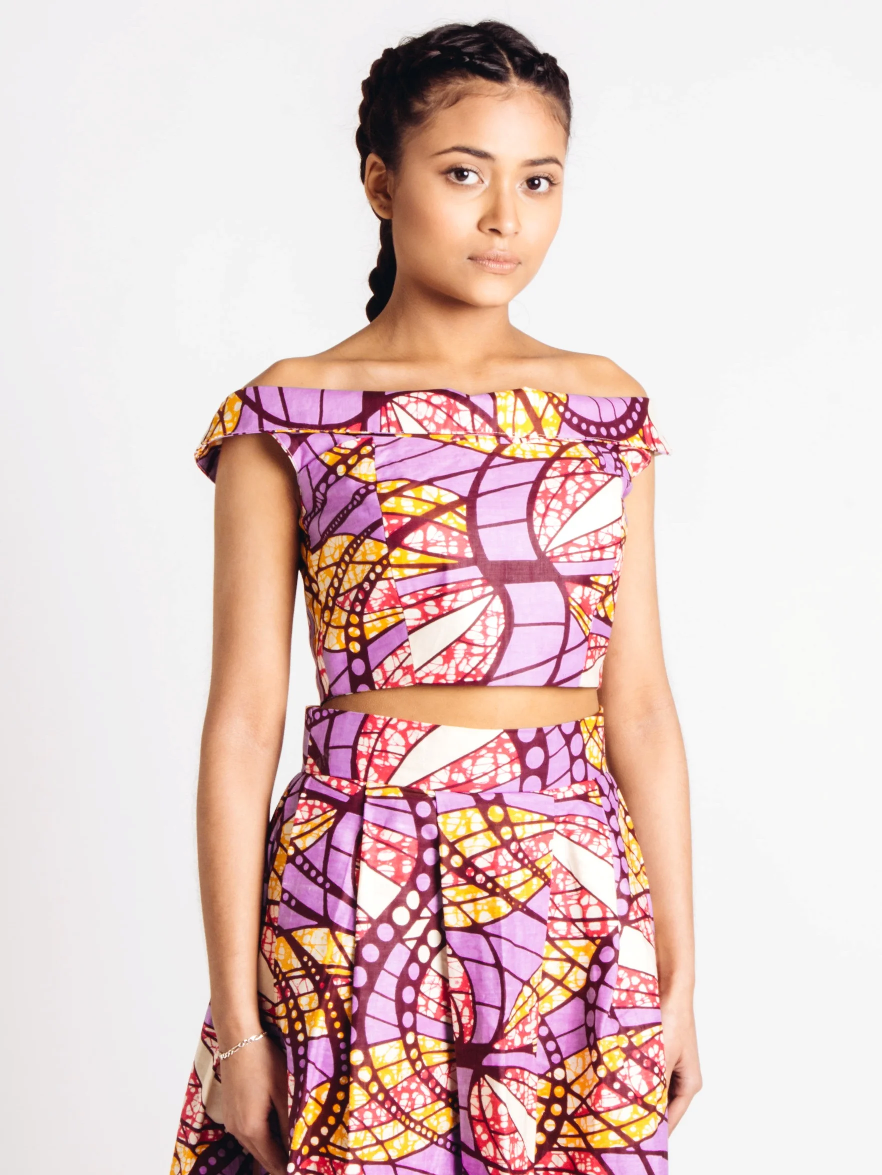 Off Shoulder African Print Bustier Top Living in Light